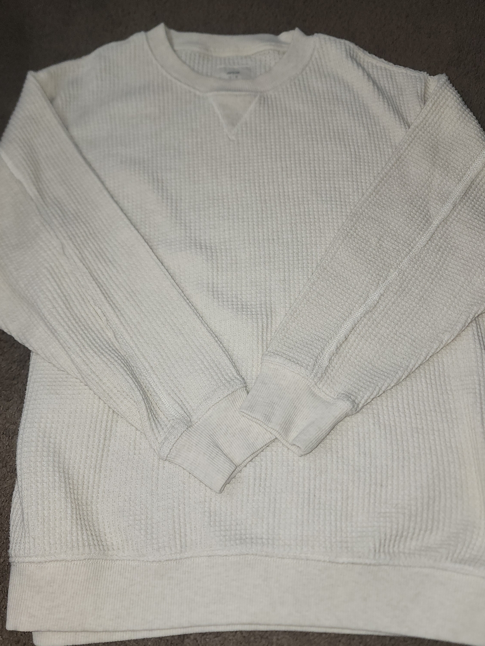 aerie Cream Waffle-Knit Crewneck Sweater